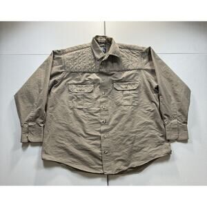 Burberry Quilted Button Up Shirt Men’s L Beige Work Shoulder Pad Preppy Designer